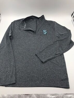 Seattle Kraken Hockey Shirt Mens Medium Gray Zip Long Sleeve Vapor Jersey